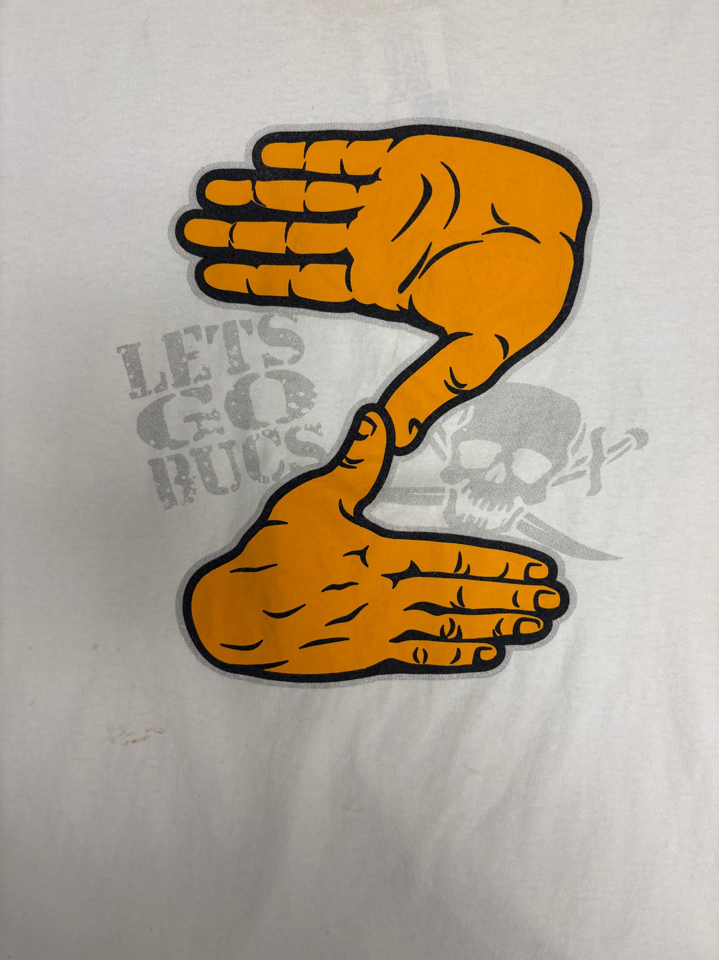 Tampa Bay Buccaneers Let's Go Bucs Graphic Tee | Size X-Large | Vintage 2000s NFL Football White T-Shirt |