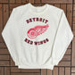 Detroit Red Wings Graphic Crewneck | Size Small | Vintage 1980s NHL Hockey White Sweater |