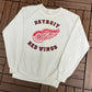 Detroit Red Wings Graphic Crewneck | Size Small | Vintage 1980s NHL Hockey White Sweater |