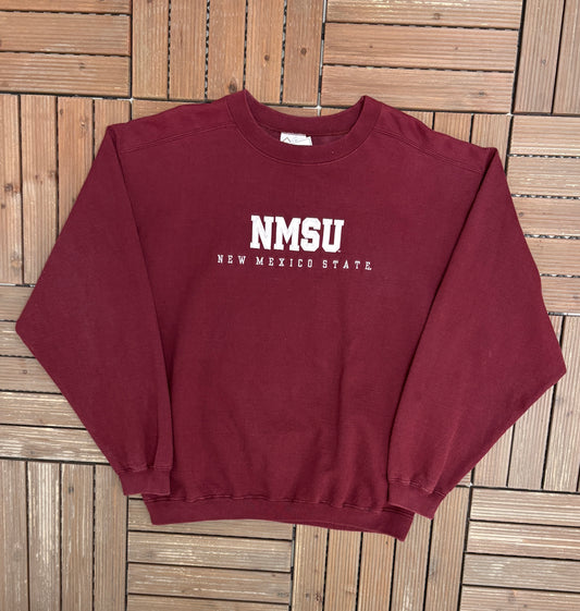 New Mexico State Aggies Graphic Crewneck | Size Large | Vintage 1990s College Sports Red Sweater |