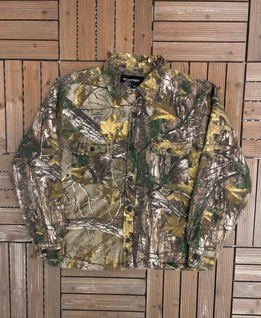 Realtree Camouflage Graphic Jacket | Size Large | Vintage 2000s Branded Green Jacket |