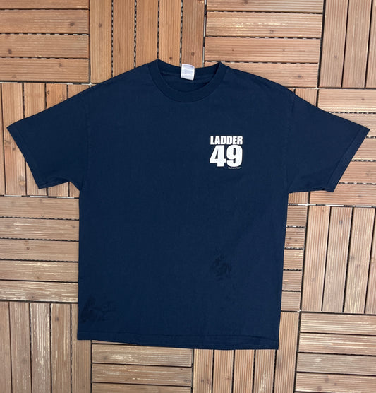 Baltimore City Fire Department Ladder 49 Graphic Tee | Size X-Large | Vintage 2000s Firefighter Blue T-Shirt |