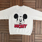 Mickey Mouse Graphic Crewneck | One Size Fits All | Vintage 1980s Promotional Cartoon White Sweater |