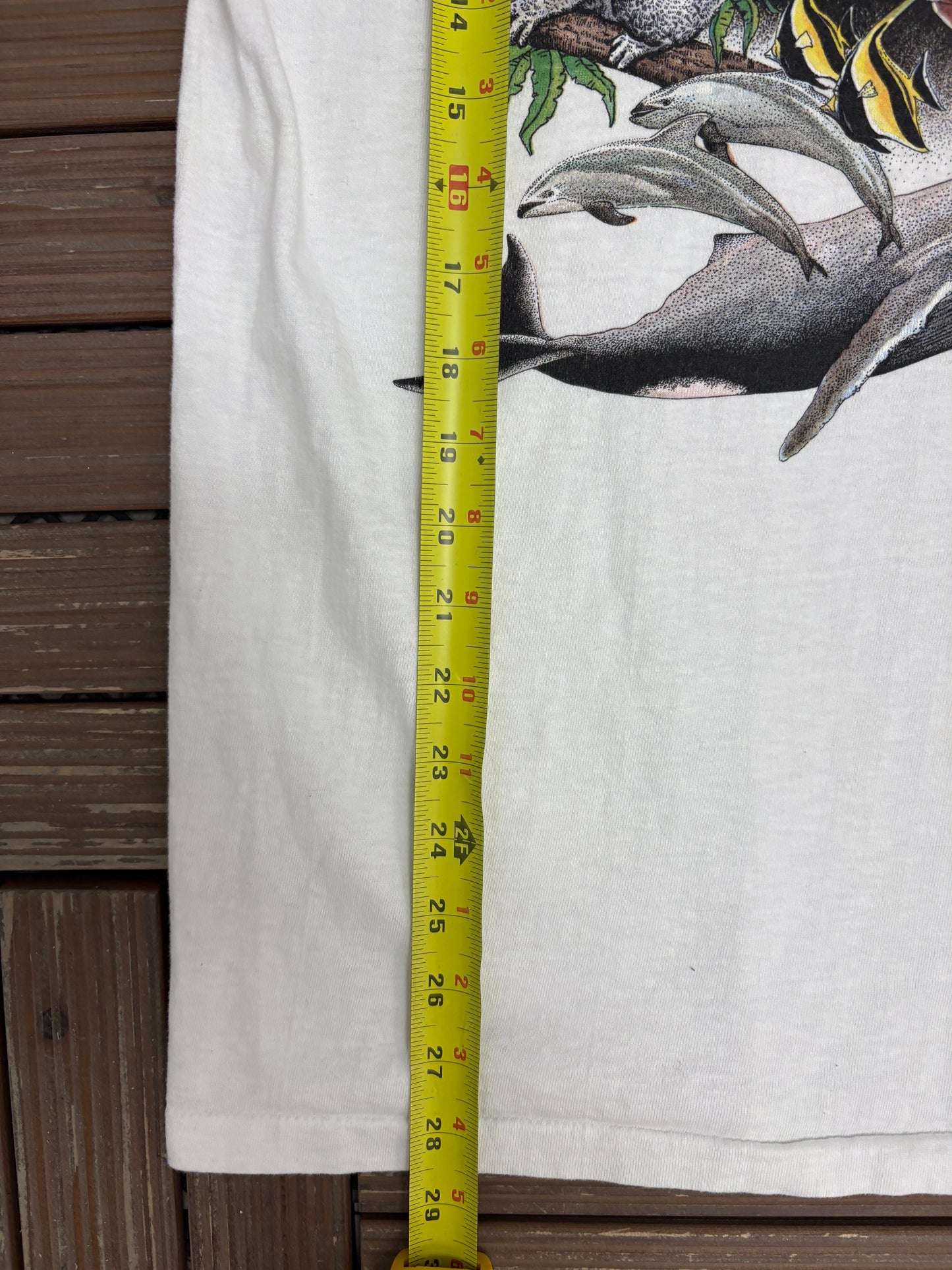 Earth Day Every Day Hawaii Graphic Tee | Size X-Large | Vintage 1980s Single Stitch Animal White T-Shirt |