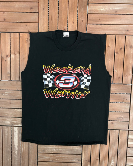 Dale Earnhardt Weekend Warrior Graphic Tee | Size X-Large | Vintage 1990s NASCAR Black Tank Top |