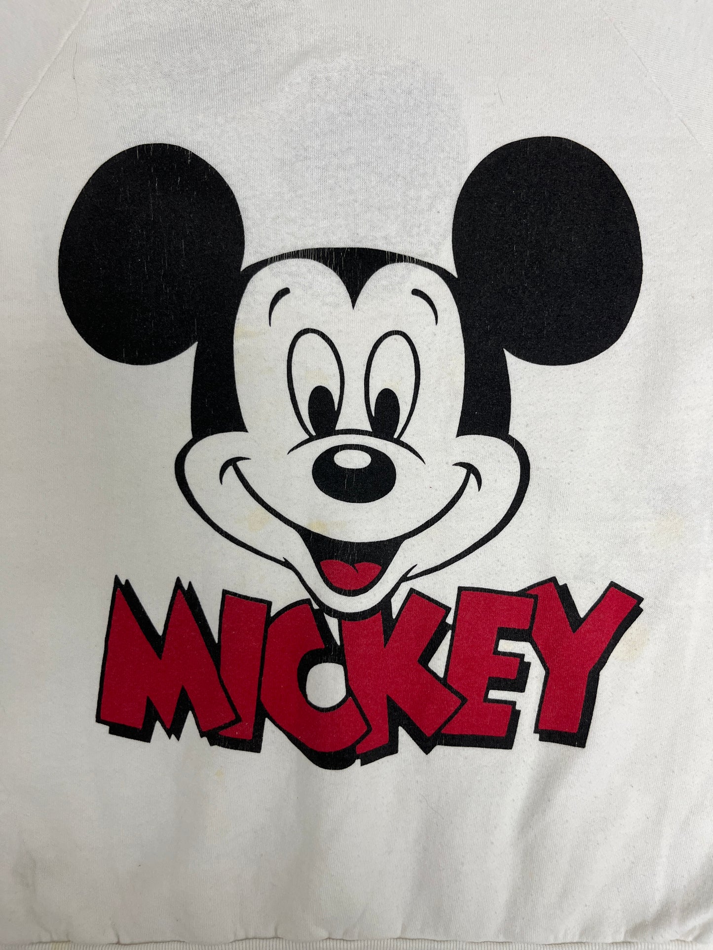 Mickey Mouse Graphic Crewneck | One Size Fits All | Vintage 1980s Promotional Cartoon White Sweater |