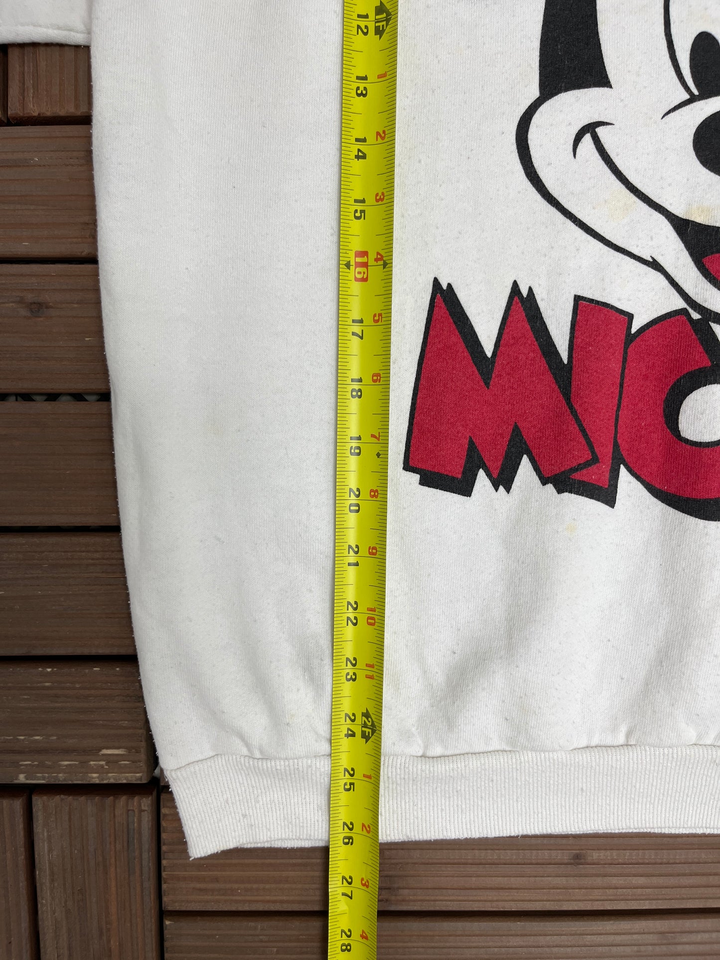 Mickey Mouse Graphic Crewneck | One Size Fits All | Vintage 1980s Promotional Cartoon White Sweater |