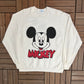 Mickey Mouse Graphic Crewneck | One Size Fits All | Vintage 1980s Promotional Cartoon White Sweater |