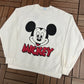 Mickey Mouse Graphic Crewneck | One Size Fits All | Vintage 1980s Promotional Cartoon White Sweater |