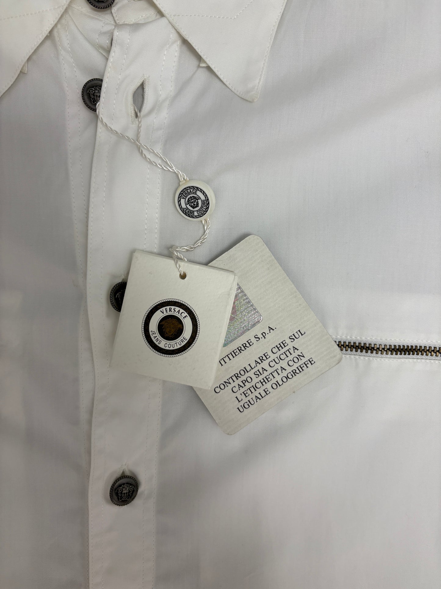 Versace Jeans Couture Button Down Shirt | Size Medium | Branded White Button Down Collared Shirt |
