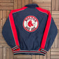 Boston Red Sox Stitched Graphic Jacket | Size X-Large | Vintage 1990s MLB Baseball Blue Puffer Jacket |