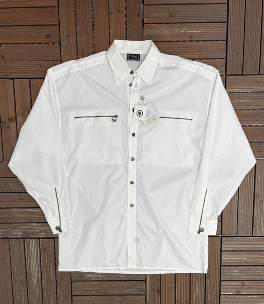 Versace Jeans Couture Button Down Shirt | Size Medium | Branded White Button Down Collared Shirt |