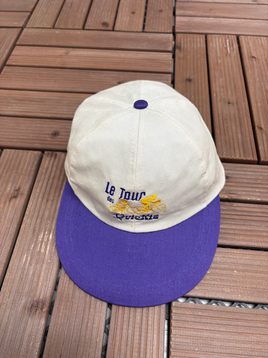 Le Tour Des Quickie Graphic Hat | Metal Clasp | Vintage 1990s Fundraiser White Cap |