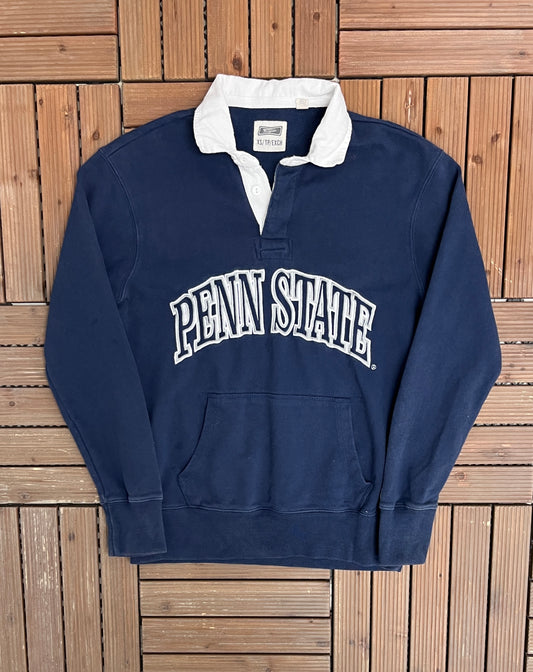 Penn State Nittany Lions Graphic Collared Sweater | Size X-Small | Vintage 1990s College Sports Blue Sweater |