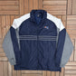 New England Patriots Graphic Windbreaker | Size X-Large | Vintage 2000s NFL Football Blue Windbreaker Jacket |