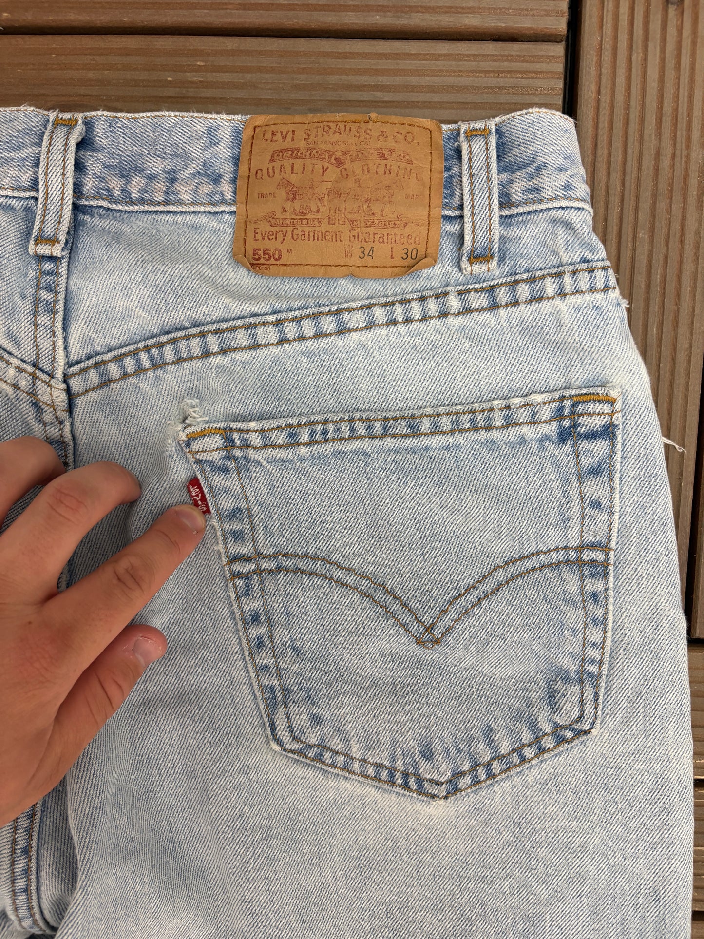Levi Strauss & Co 550 Relaxed Fit Blue Denim Jeans | Size 34 x 30 | Vintage 1990s Levi's Light Blue Jeans |