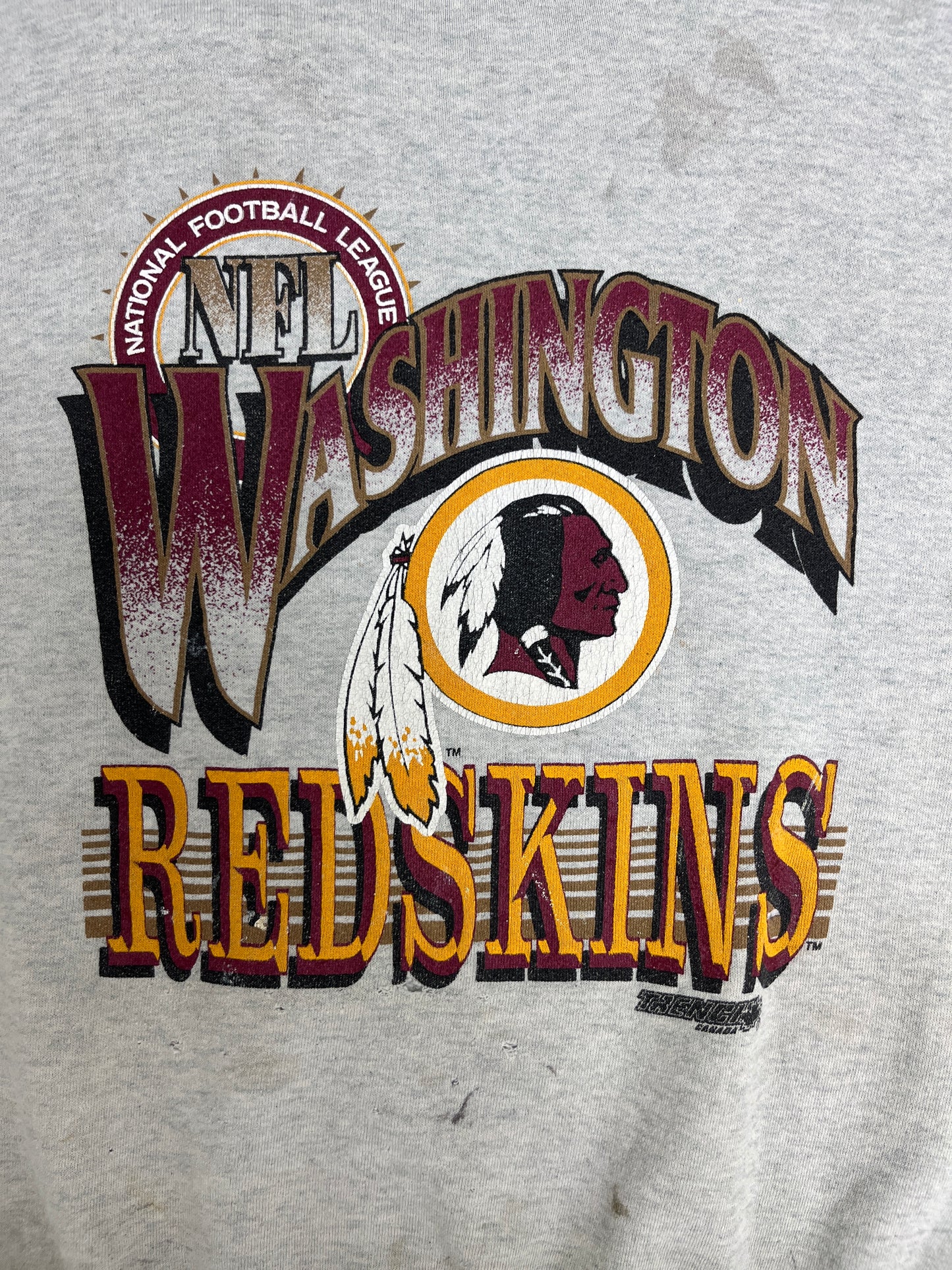 Washington Redskins Graphic Crewneck | Size X-Large | Vintage 1990s NFL Football Distressed Grey Sweater |