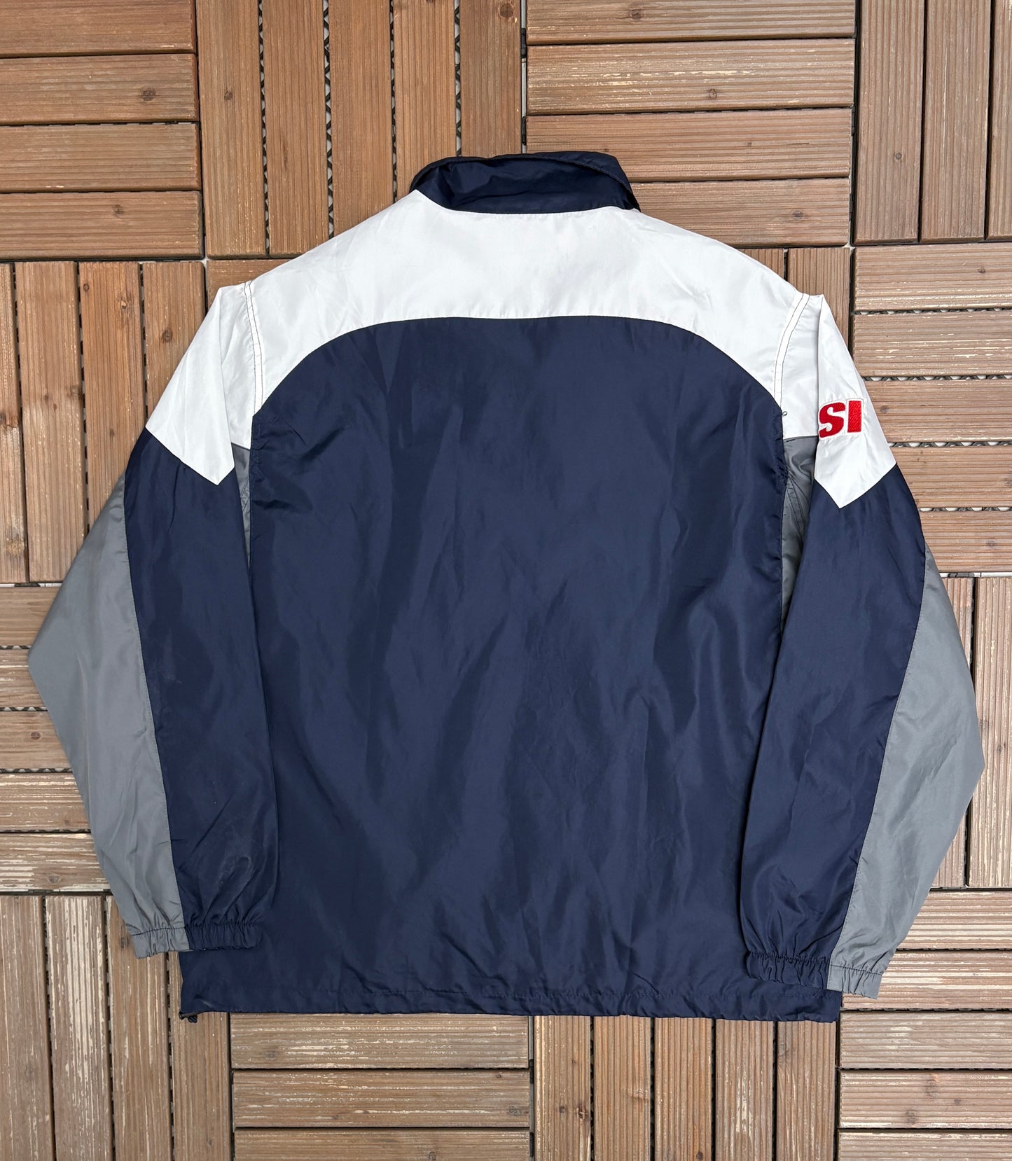 New England Patriots Graphic Windbreaker | Size X-Large | Vintage 2000s NFL Football Blue Windbreaker Jacket |