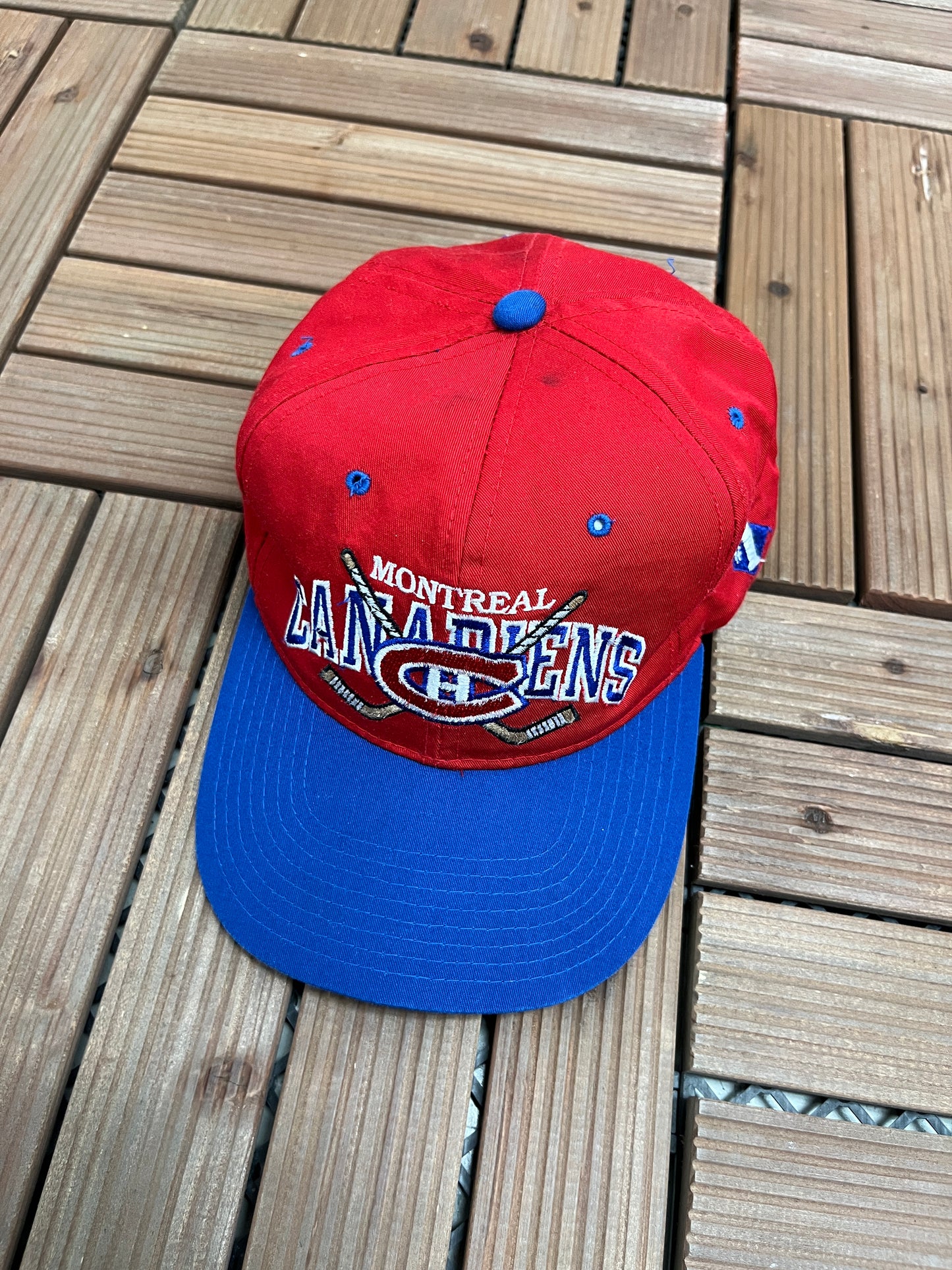 Montreal Canadiens Stitched Graphic Hat | Snap Back | Vintage 1990s NHL Hockey Red Cap |