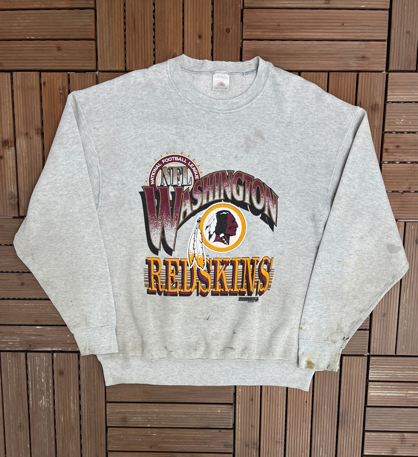 Washington Redskins Graphic Crewneck | Size X-Large | Vintage 1990s NFL Football Distressed Grey Sweater |