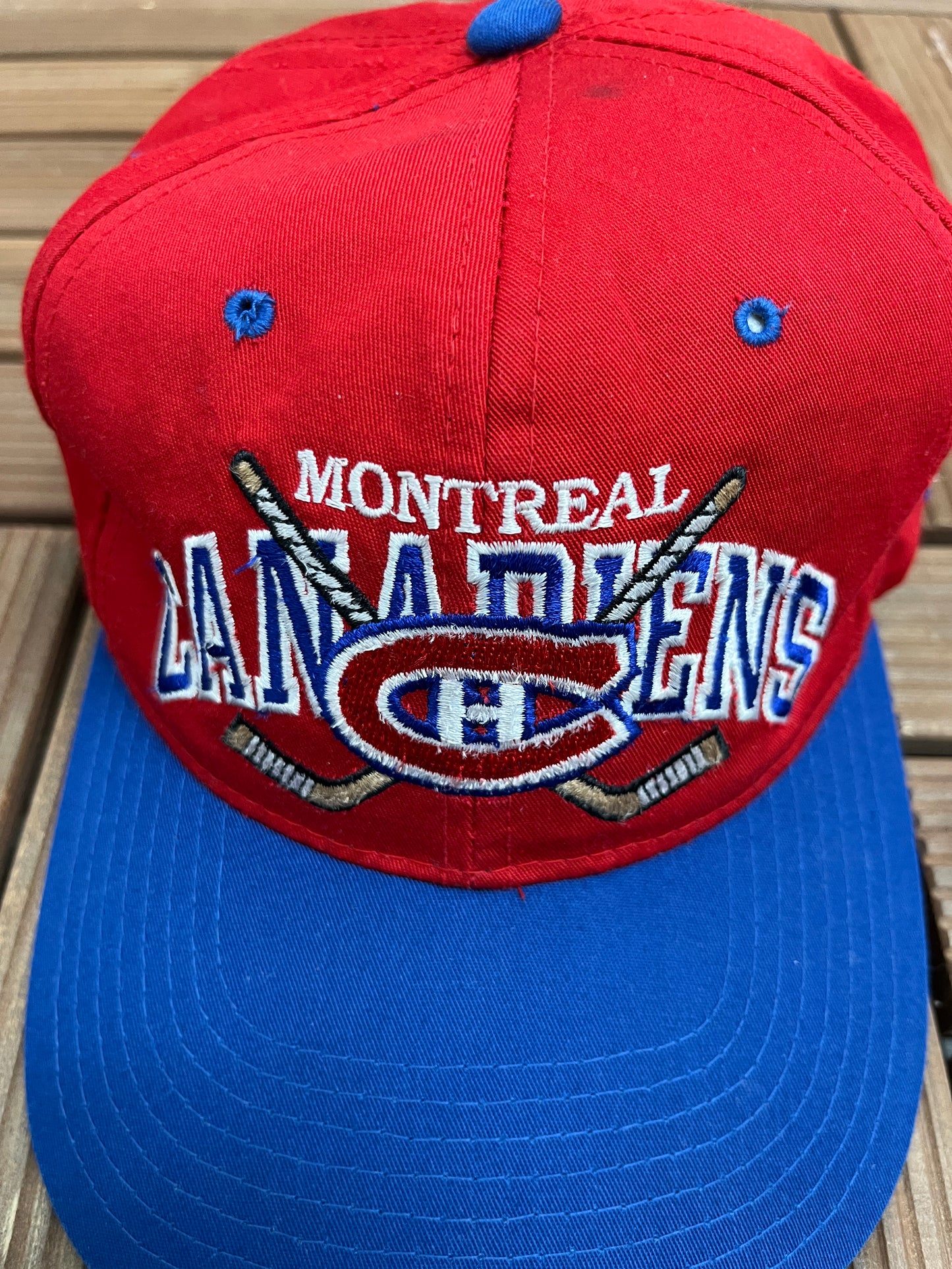 Montreal Canadiens Stitched Graphic Hat | Snap Back | Vintage 1990s NHL Hockey Red Cap |