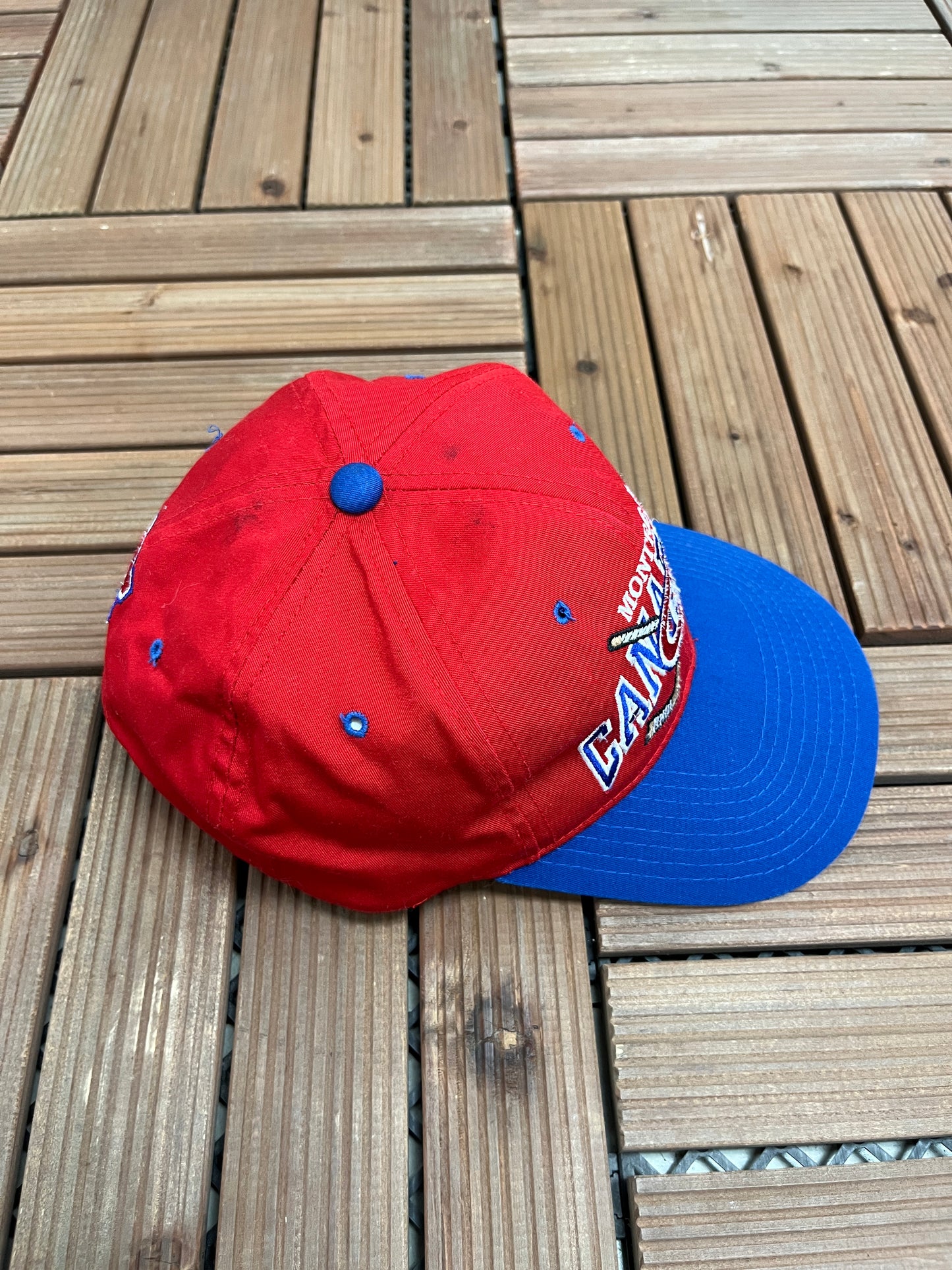 Montreal Canadiens Stitched Graphic Hat | Snap Back | Vintage 1990s NHL Hockey Red Cap |