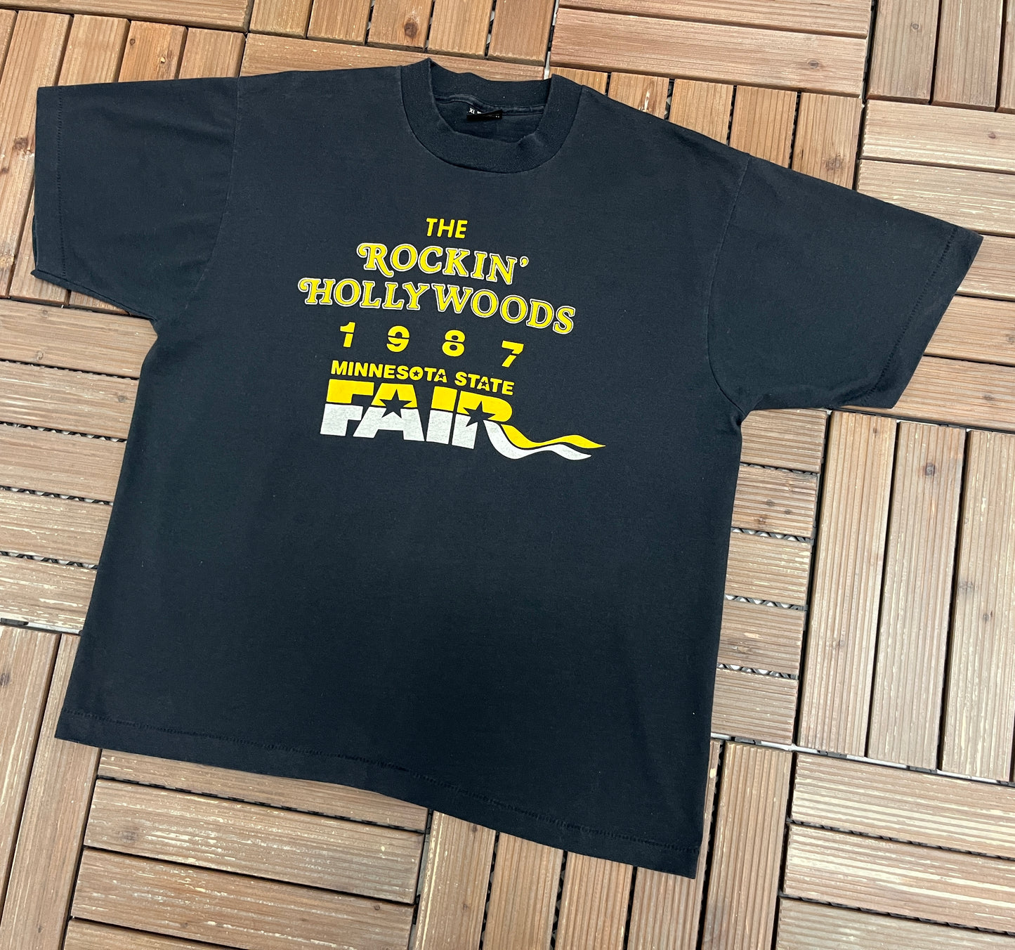 Minnesota State Fair 1987 Graphic Tee | Size X-Large | Vintage 1980s Promotional Black T-Shirt |