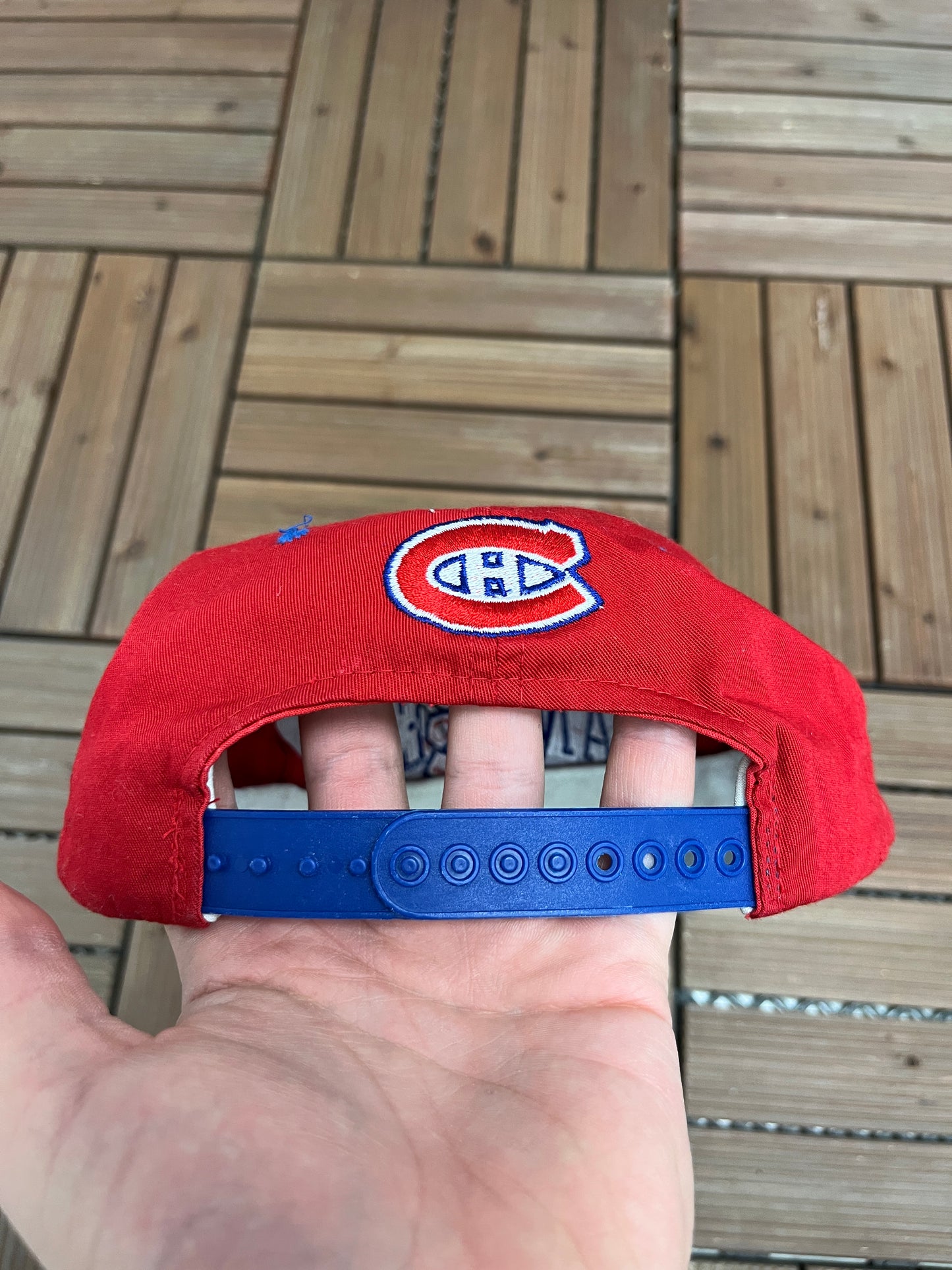 Montreal Canadiens Stitched Graphic Hat | Snap Back | Vintage 1990s NHL Hockey Red Cap |