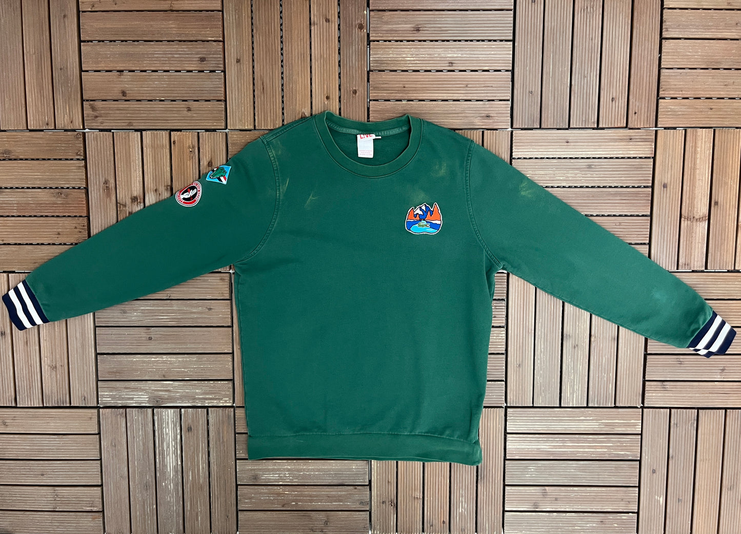 Lacoste LIVE Stitched Graphic Tee | Size XX-Large | Branded 2000s Green Sweater |