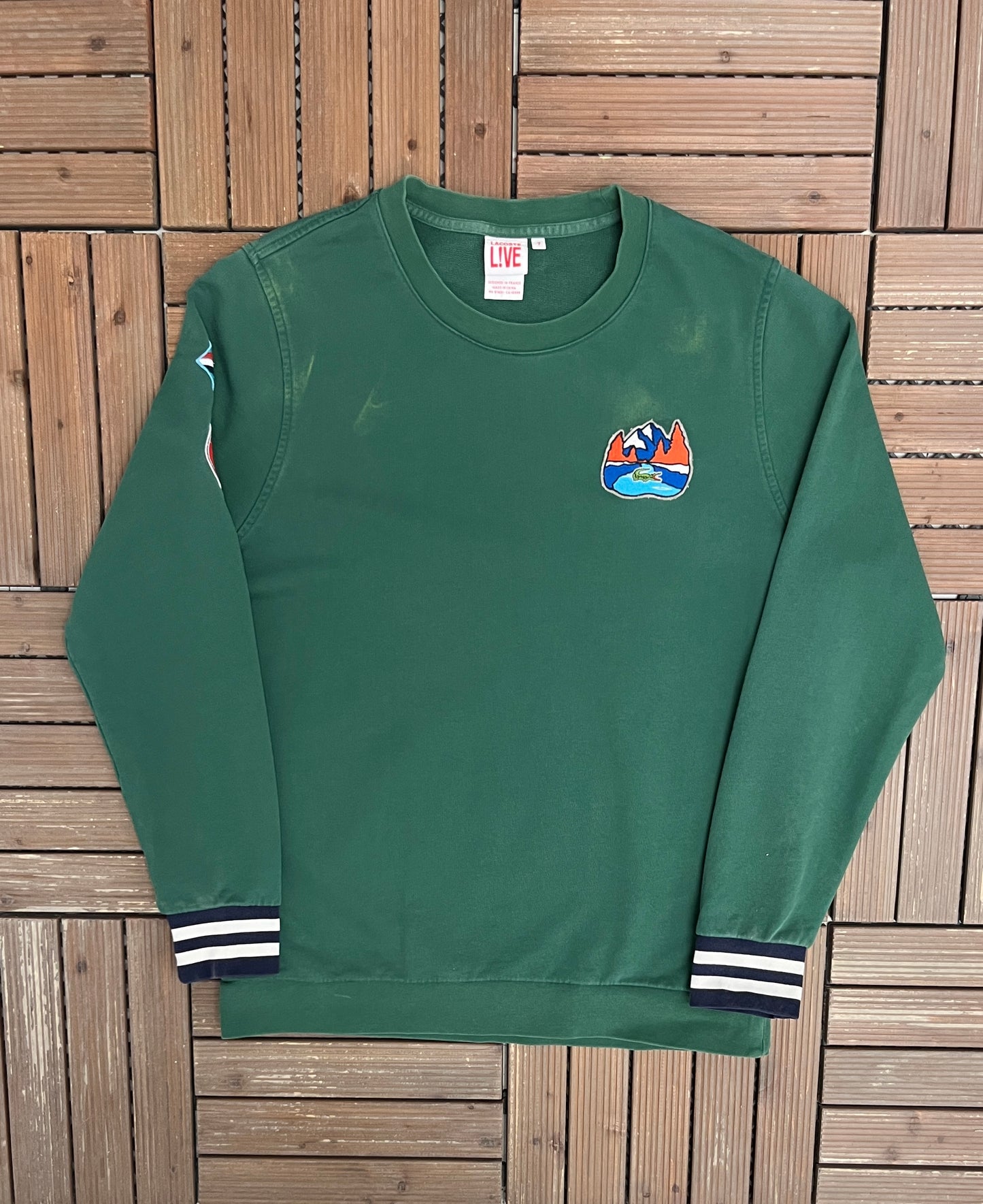 Lacoste LIVE Stitched Graphic Tee | Size XX-Large | Branded 2000s Green Sweater |