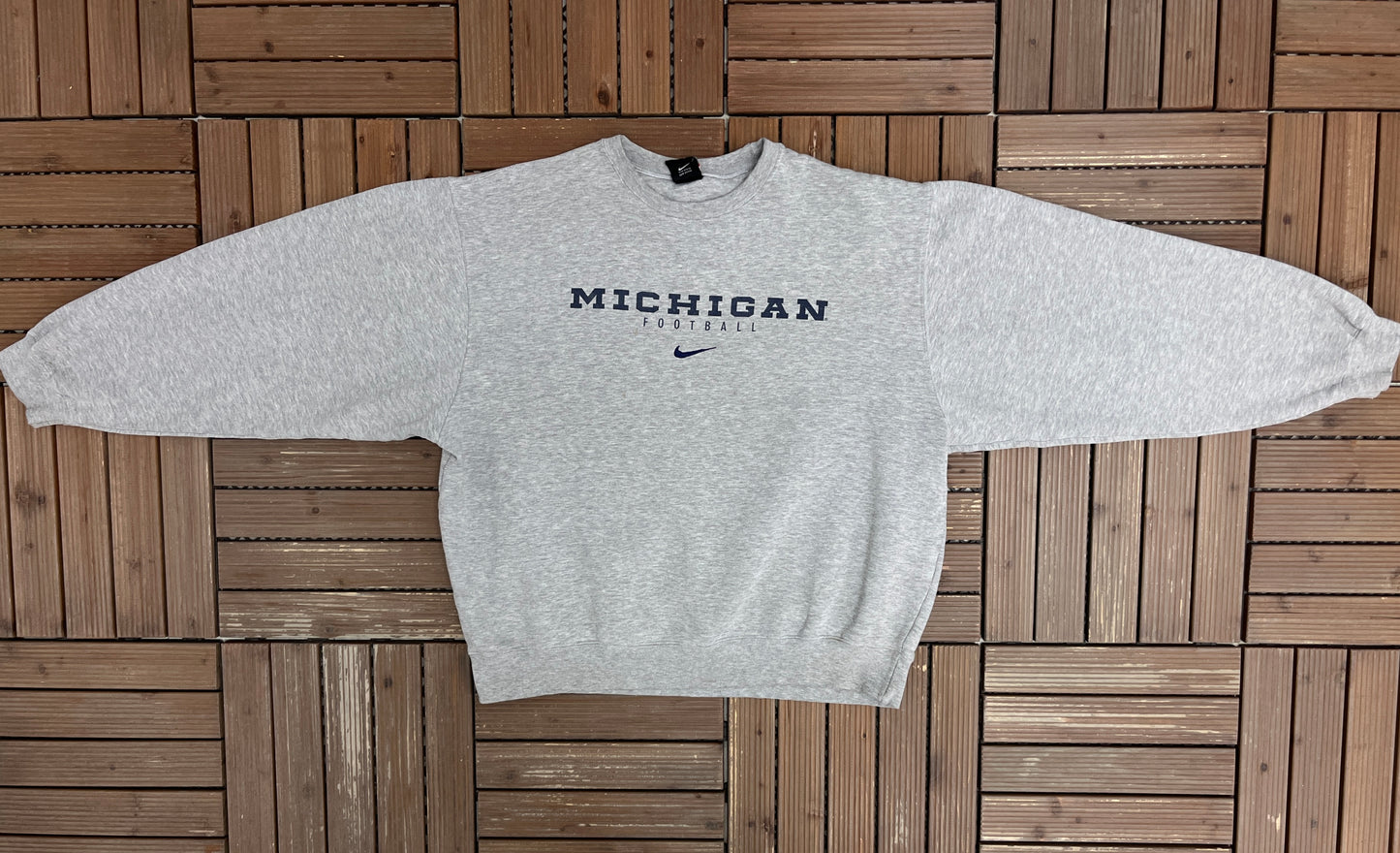 Michigan Wolverines Football Nike Graphic Crewneck | Size Large | Vintage 1990s College Grey Crewneck |