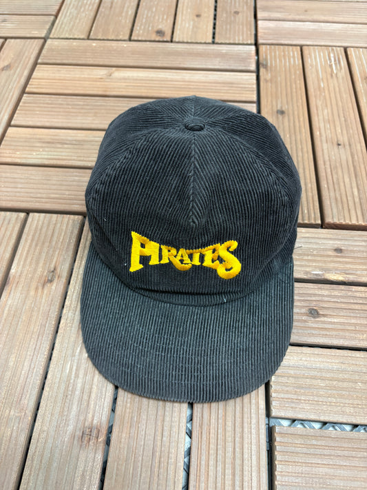 Pittsburgh Pirates Embroidered Hat | Snap Back | Vintage 1990s Cord MLB Baseball Black Cap |