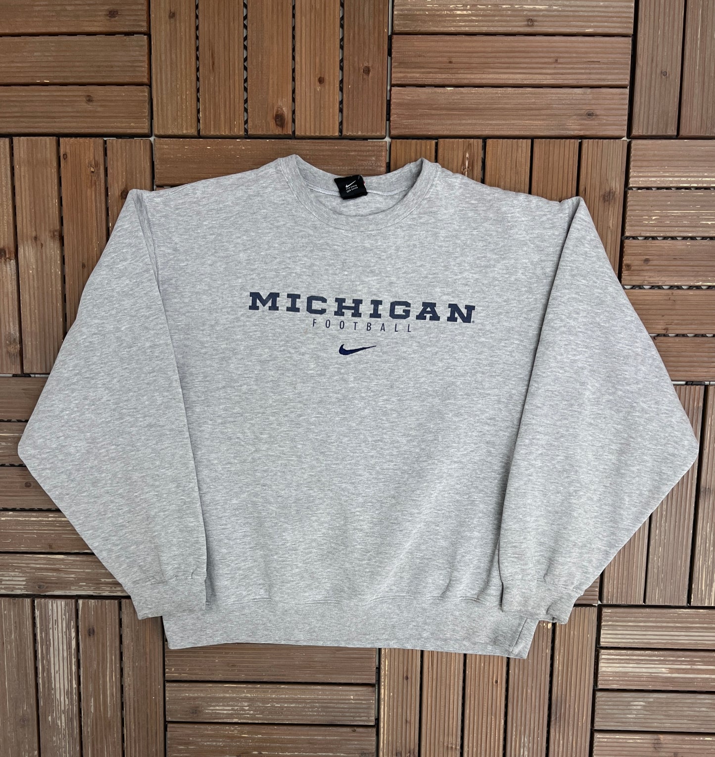 Michigan Wolverines Football Nike Graphic Crewneck | Size Large | Vintage 1990s College Grey Crewneck |