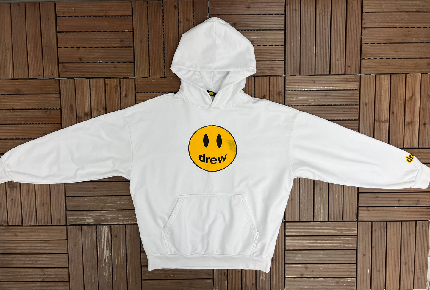 Drew House Mascot Graphic Hoodie | Size Large | Designer Branded White Sweater |