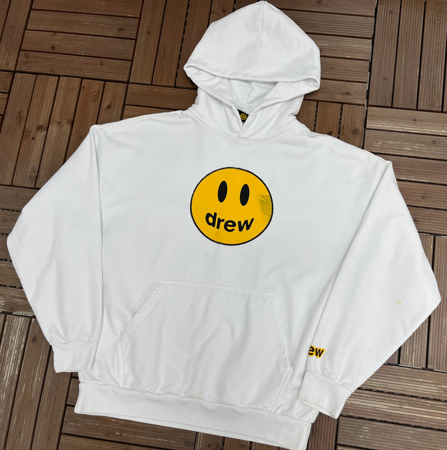 Drew House Mascot Graphic Hoodie | Size Large | Designer Branded White Sweater |