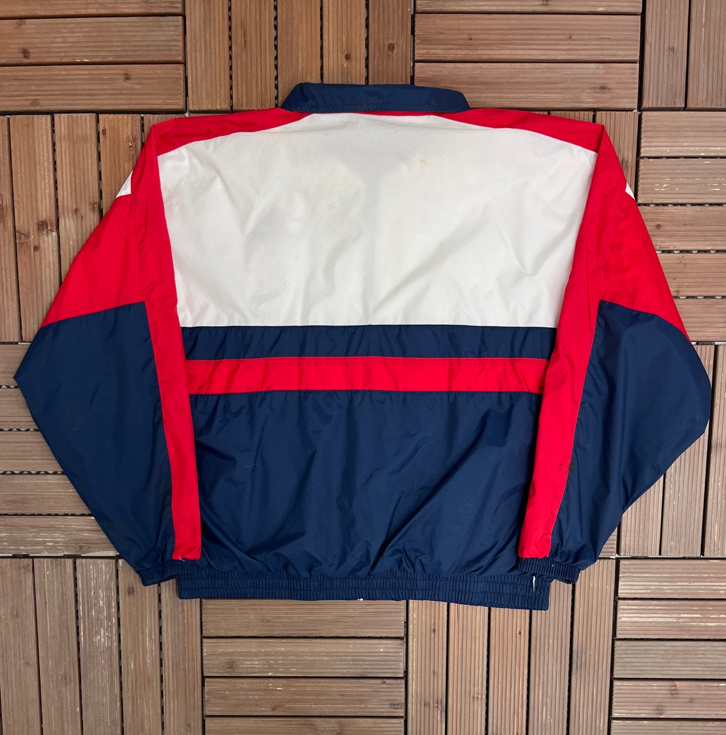 USA Hockey Embroidered Graphic Windbreaker | Size X-Large | Vintage 1990s Hockey White Windbreaker Jacket |