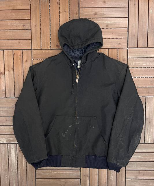 Carhartt Hooded Active Jacket | Size Large | Vintage 2000s Workwear Black Jacket |