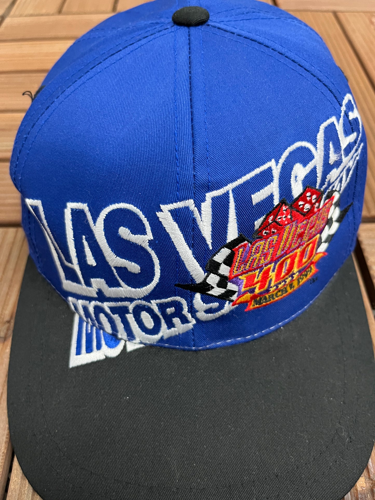 Las Vegas Motor Speedway 1999 Graphic Hat | Snap Back | Vintage 1990s Blue NASCAR Cap |