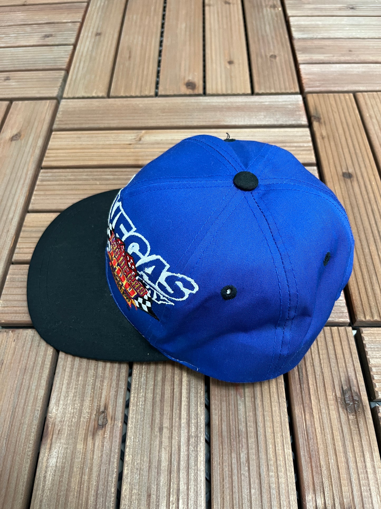 Las Vegas Motor Speedway 1999 Graphic Hat | Snap Back | Vintage 1990s Blue NASCAR Cap |