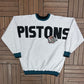 Detroit Pistons Wingspan Graphic Crewneck | Size XX-Large | Vintage 1990s NBA Basketball Grey Sweater |