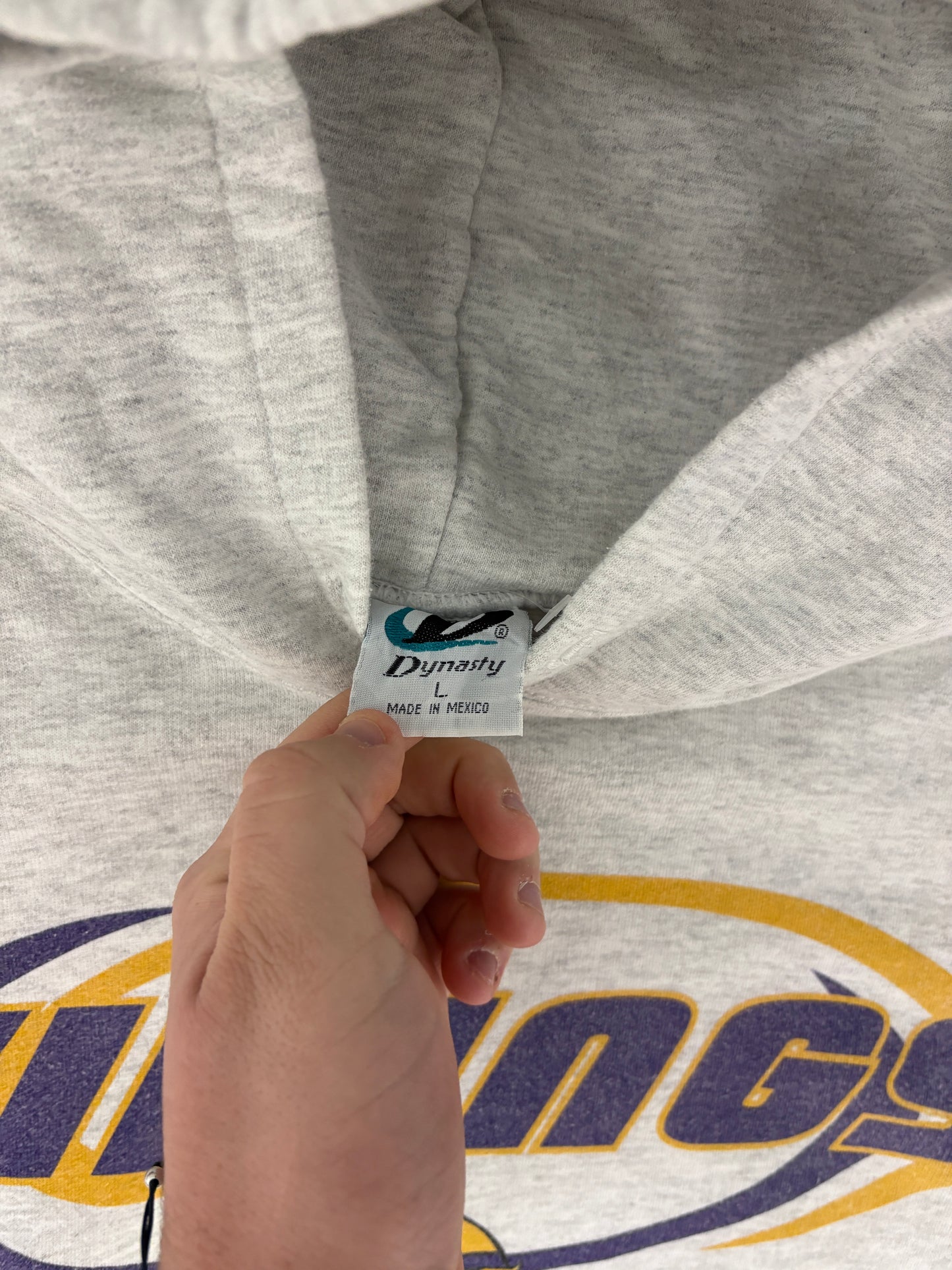 Minnesota Vikings Graphic Hoodie | Size Large | Vintage 2000s NFL Football Grey Sweatshirt |