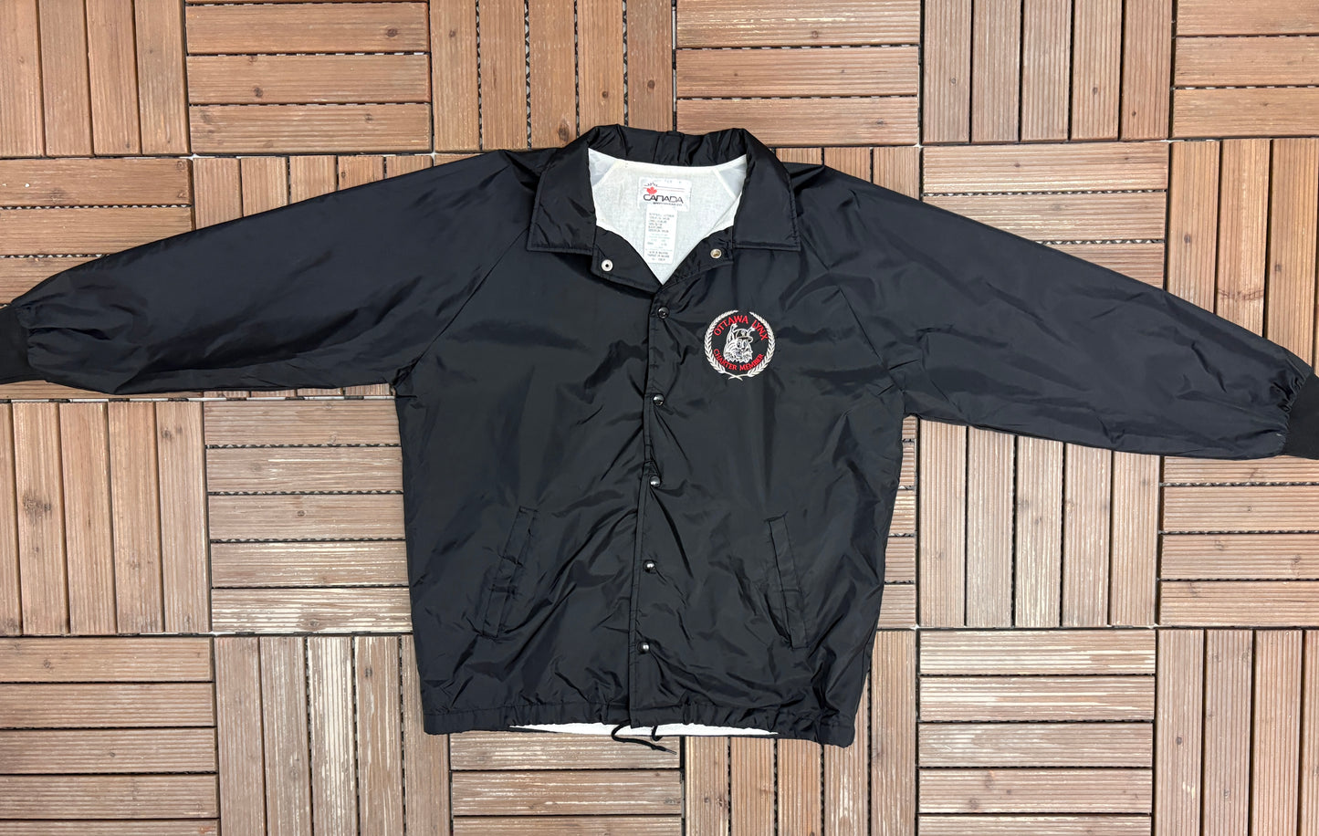 Ottawa Lynx Charter Member Embroidered Jacket | Size Large | Vintage 1990s MiLB Black Jacket |