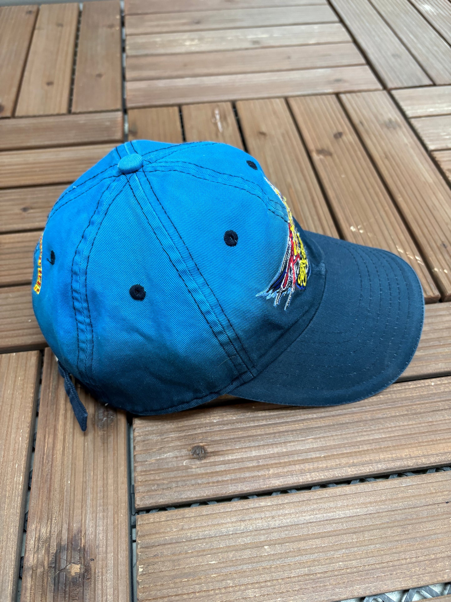 Rock 'n' Roller Coaster Aerosmith Graphic Hat | Metal Clasp | Vintage 1990s Disney Blue Cap |