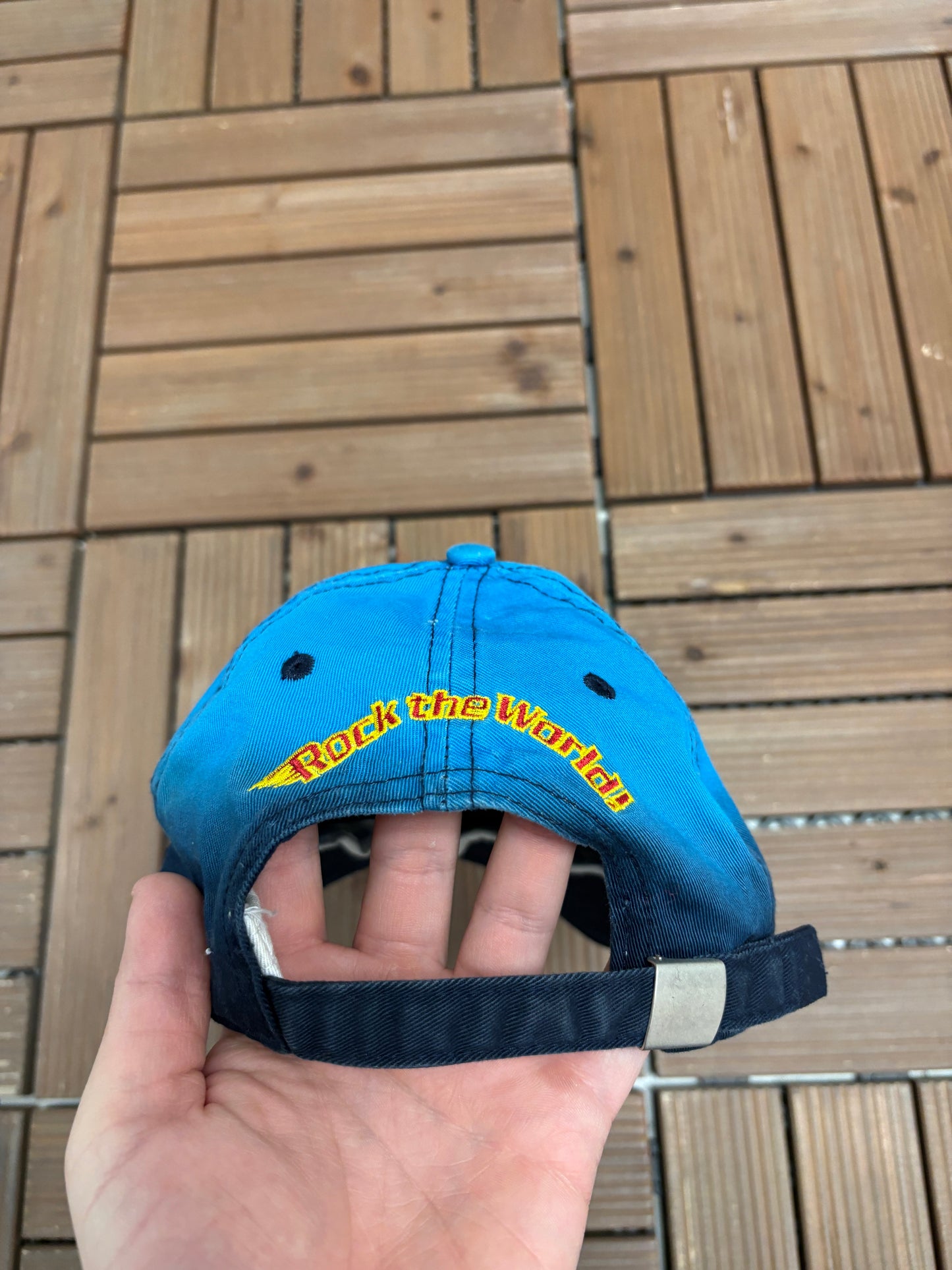 Rock 'n' Roller Coaster Aerosmith Graphic Hat | Metal Clasp | Vintage 1990s Disney Blue Cap |