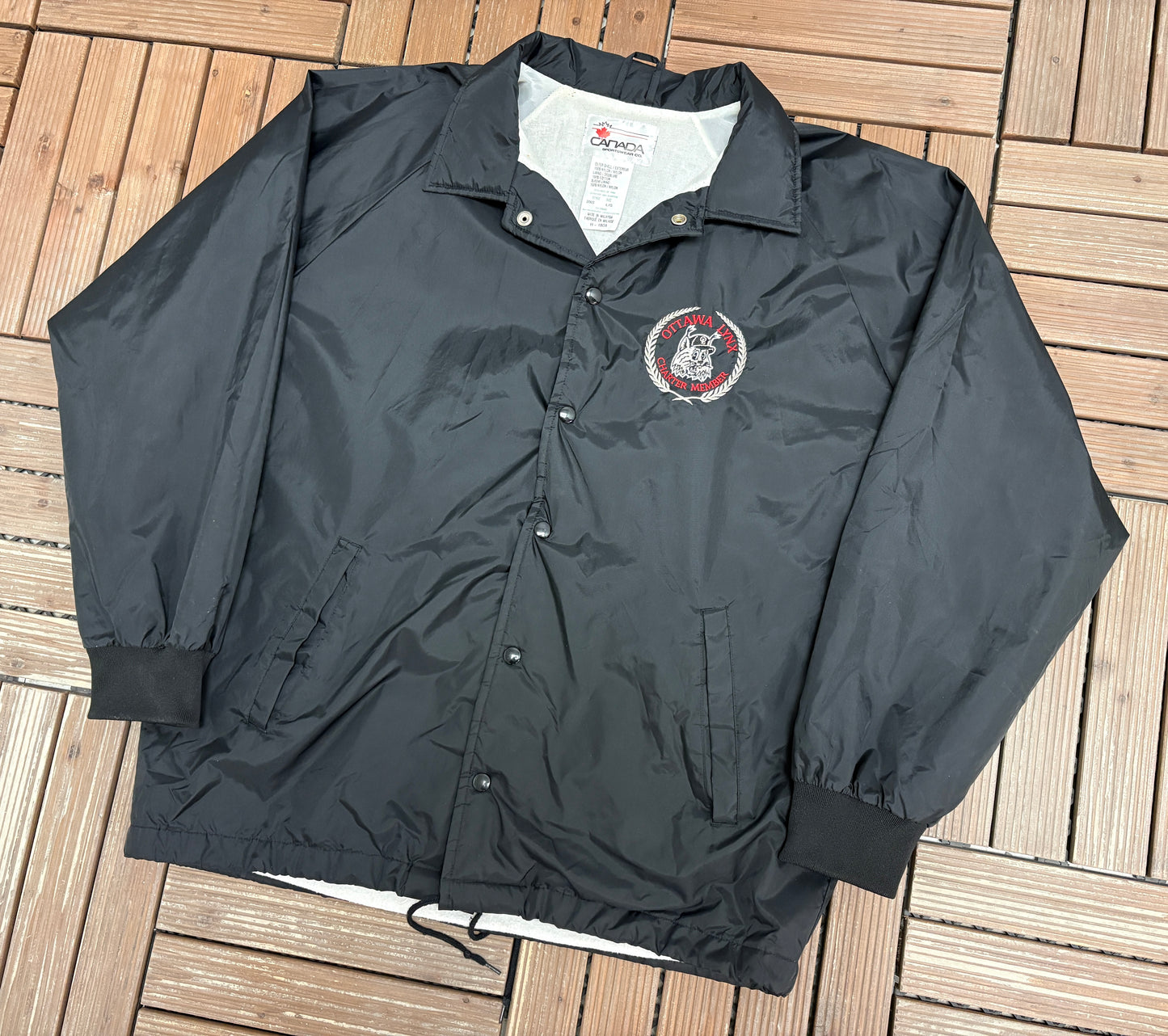 Ottawa Lynx Charter Member Embroidered Jacket | Size Large | Vintage 1990s MiLB Black Jacket |