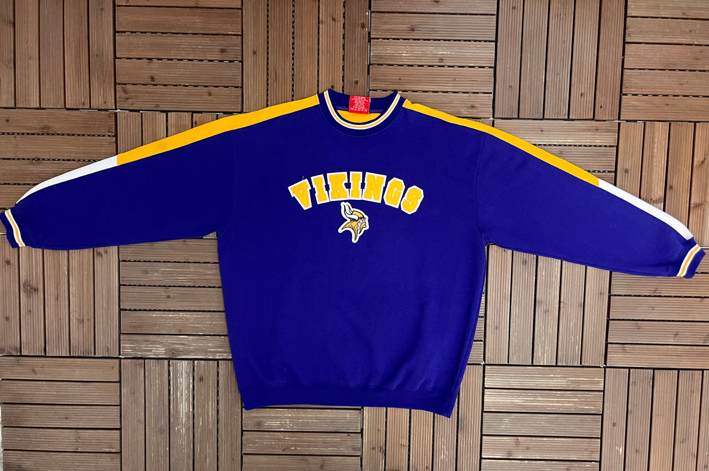 Minnesota Vikings Stitched Graphic Crewneck | Size X-Large | Vintage 2000s NFL Football Purple Sweater |