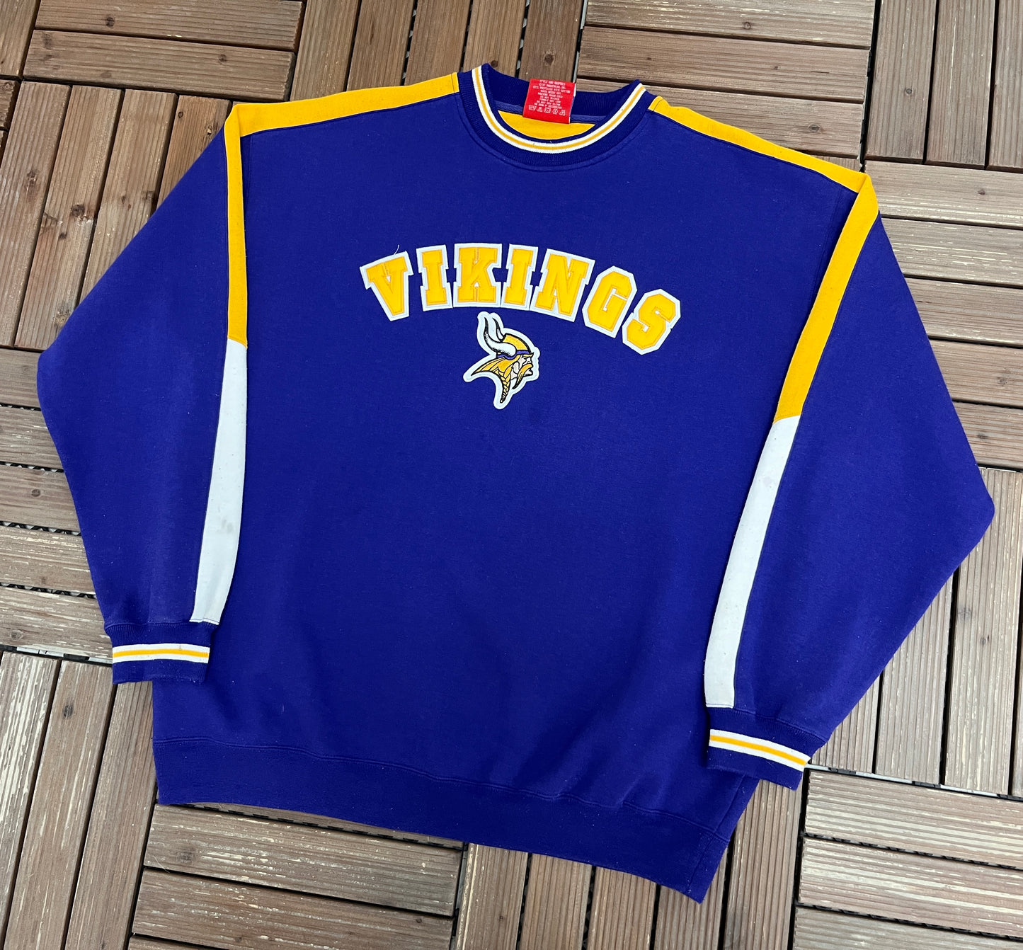 Minnesota Vikings Stitched Graphic Crewneck | Size X-Large | Vintage 2000s NFL Football Purple Sweater |