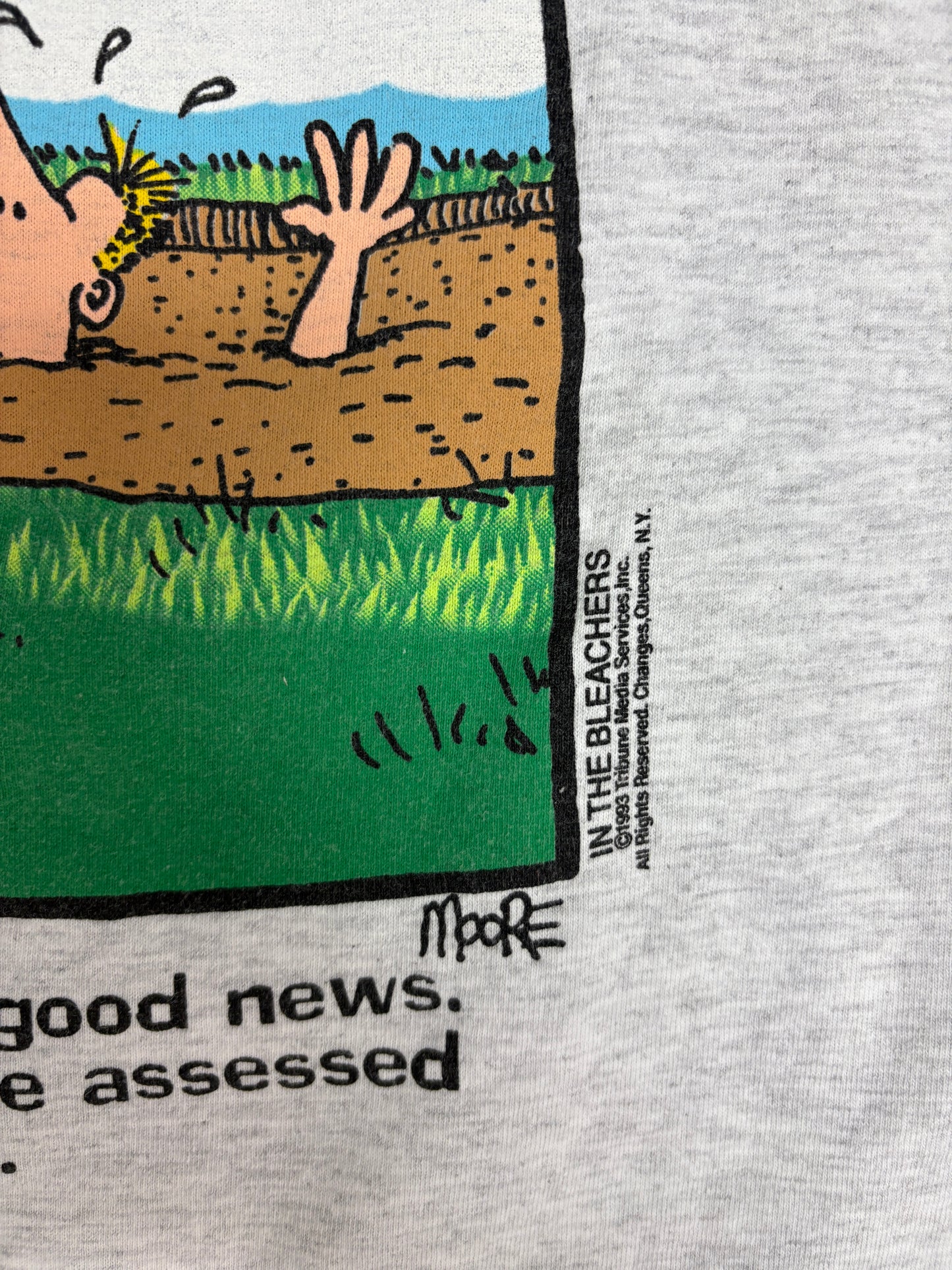 In The Bleachers Golf Graphic Tee | Size Large | Vintage 1990s Promotional Funny Grey T-Shirt |