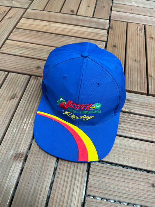 Jasper Motorsports NASCAR Graphic Hat | Snap Back | Vintage 2000s Colourful Blue Cap |