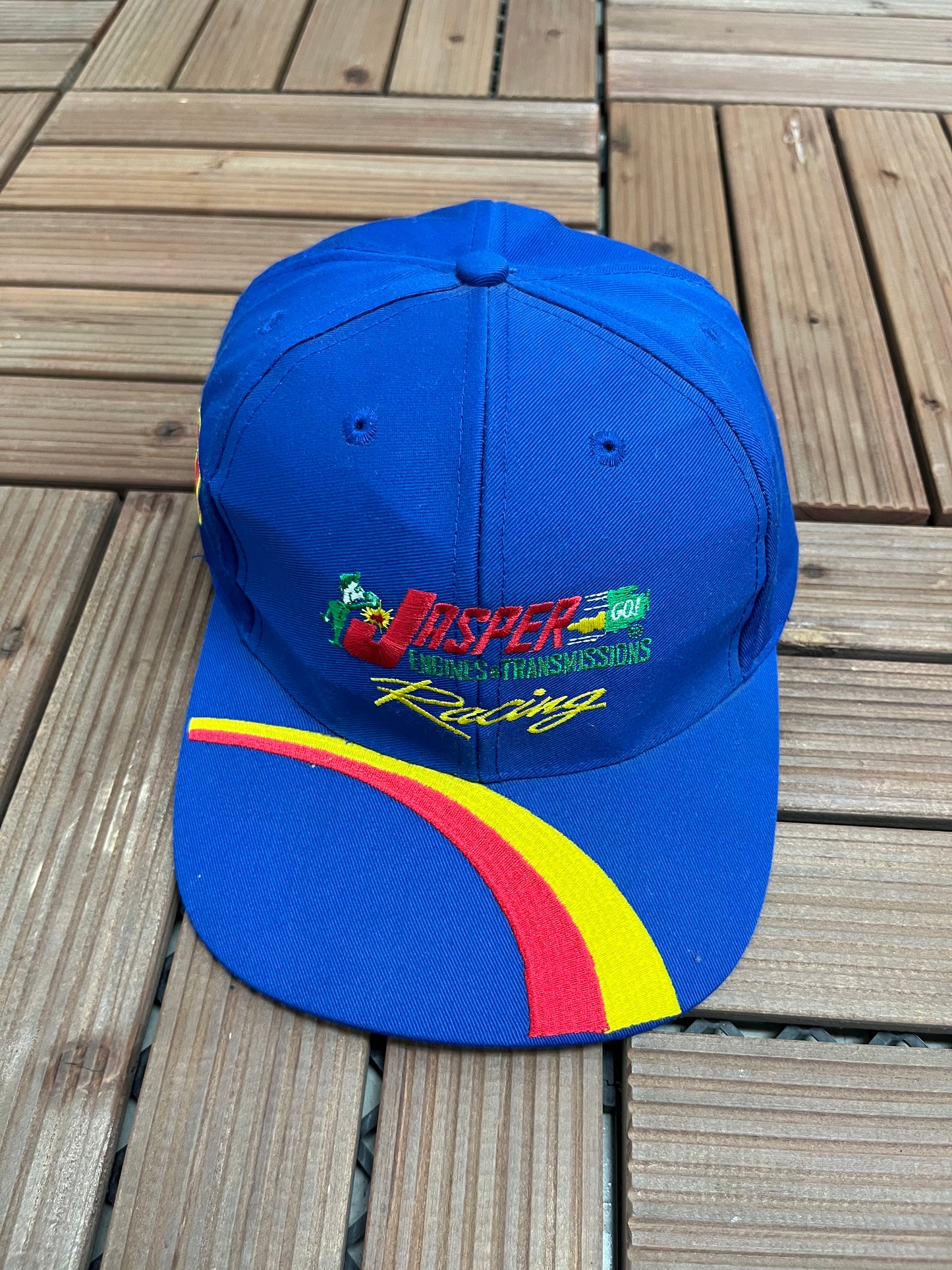 Jasper Motorsports NASCAR Graphic Hat | Snap Back | Vintage 2000s Colourful Blue Cap |